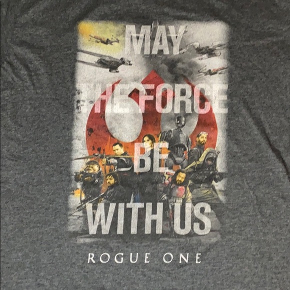 ✅ STAR WARS Rogue One “May The Force Be with Us” Graphic Movie Tee T Shirt Gray - Picture 3 of 5